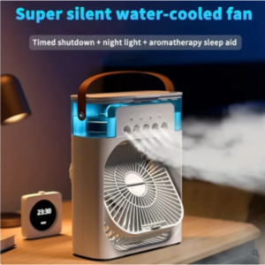 Electric Fan Portable Air Conditioner USB LED Night Light Water Mist Fun 3 In 1 Humidifier Mini Desktop Cooling Fan For Home