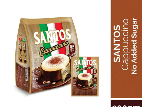 Santos Cappuccino Premix Instant Coffee (No Added Sugar) 20 Sachetx15gm