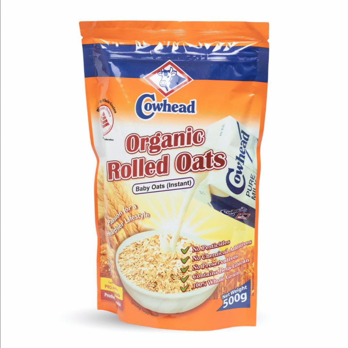 Cowhead Organic Rolled Oats 500Gm 100% Original - Image 1